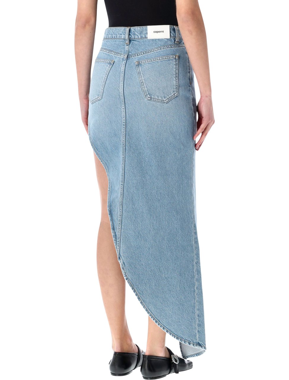 Coperni Coperni asymmetric denim skirt Blauw
