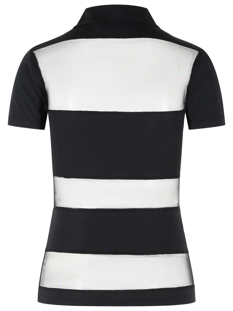 Coperni 'Striped' Black Cotton Blend Polo Shirt Zwart