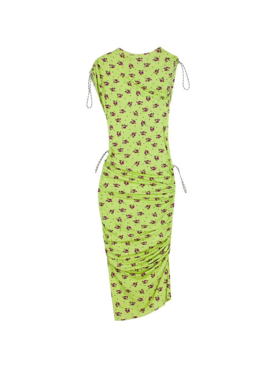Coperni Green Floral Print Ruched Midi Dress Groen