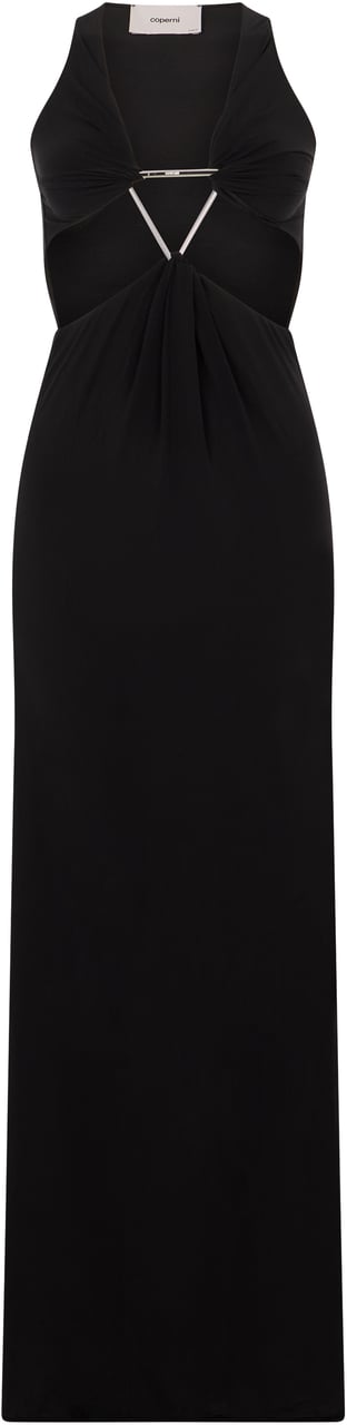 Coperni Long dress with wide neckline Zwart