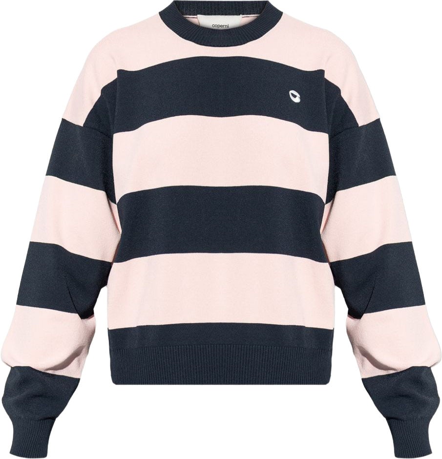 Coperni Wide Striped Long-Sleeved Top With Logo Detail Blauw