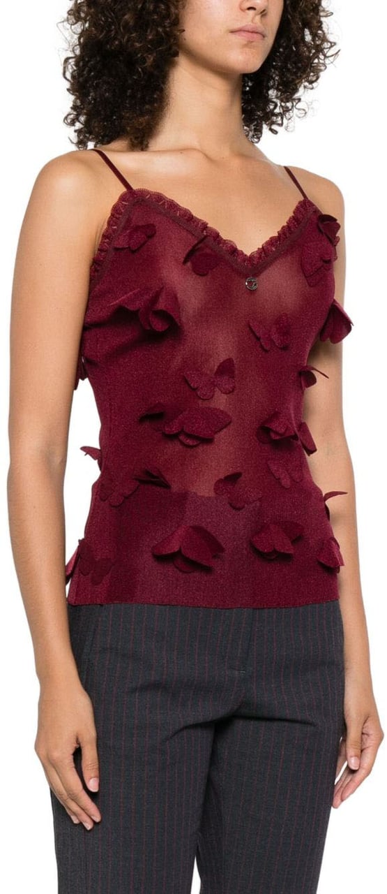 Coperni Burgundy Spaghetti Strap Top Rood