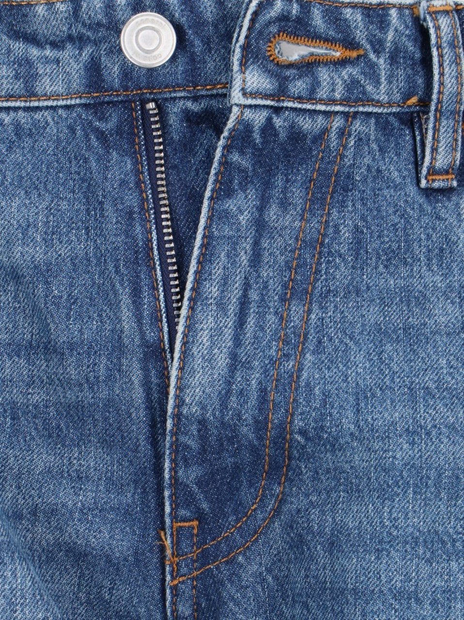 Coperni Open Knees Bootcut Jeans In Blue Denim Blauw