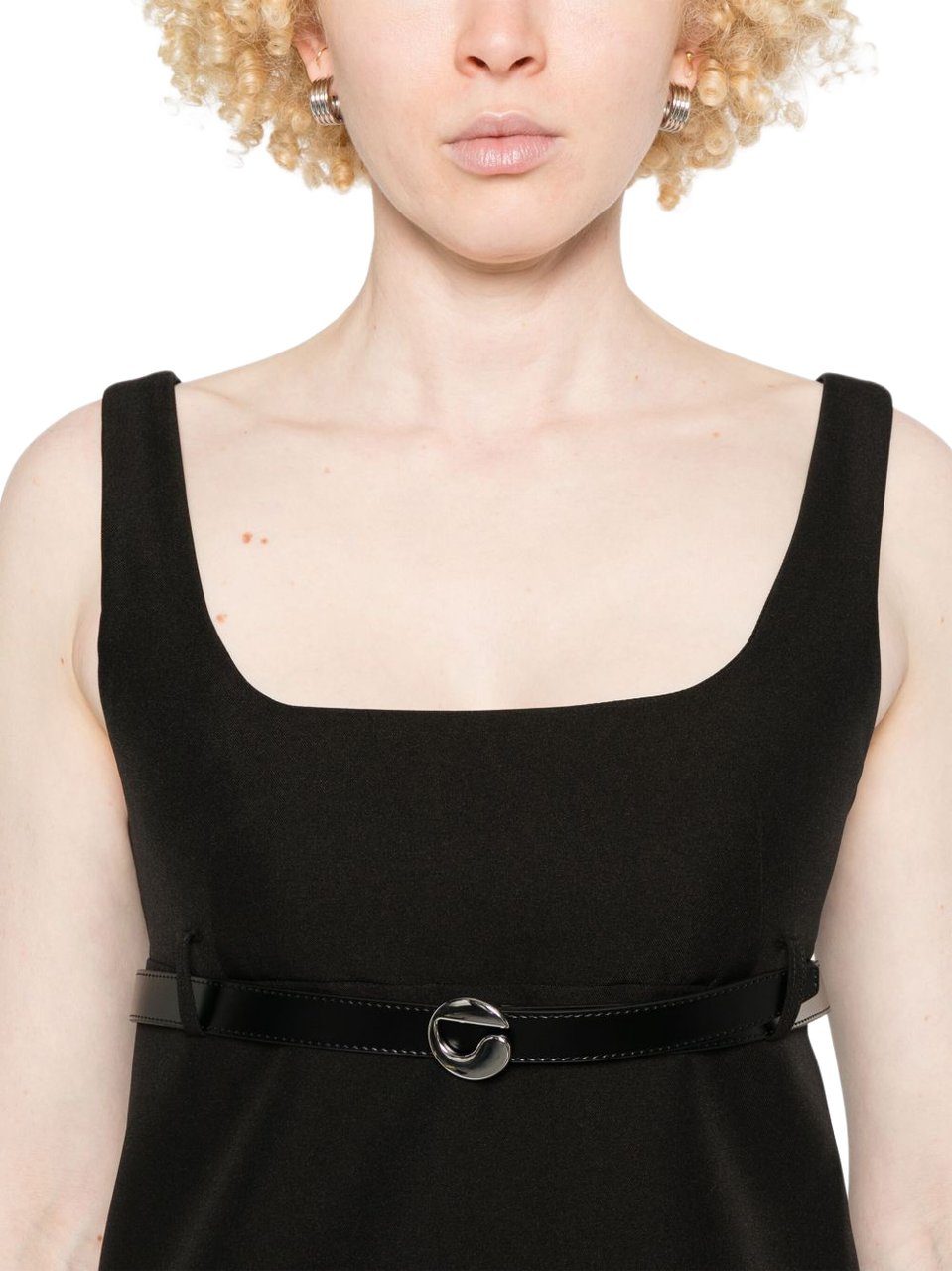 Coperni Mini Dress with Square Neckline Zwart