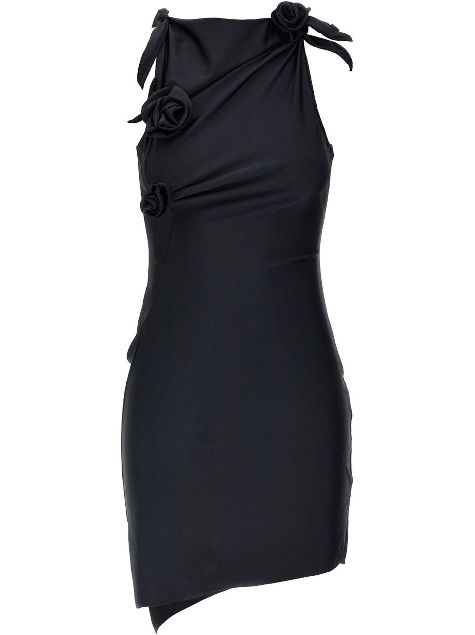 Coperni Fitted Mini Dress With Faux-Flower Detailing Zwart