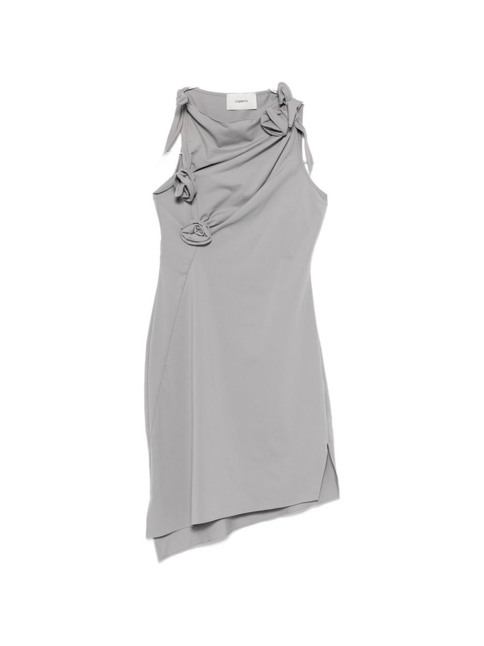 Coperni Grey Bow Detail Cutout Asymmetric Dress Wit