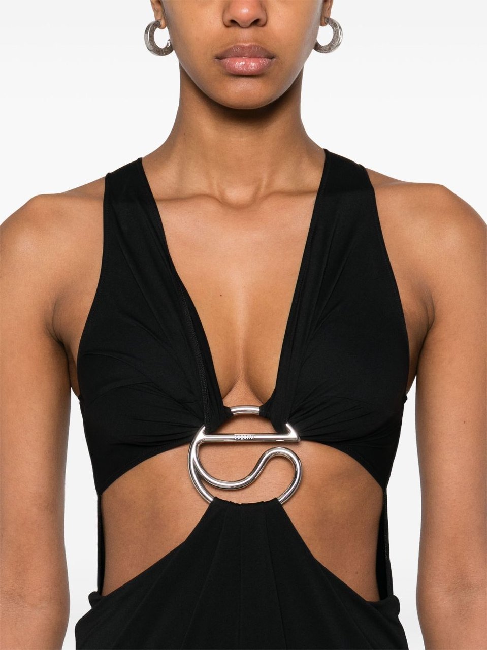 Coperni Maxi Dress with Deep V-Neckline Zwart