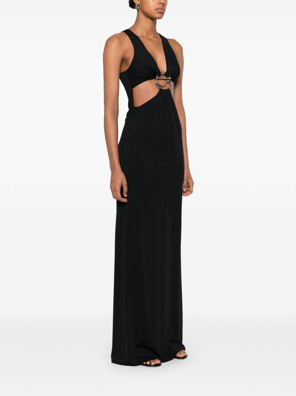 Coperni Maxi Dress with Deep V-Neckline Zwart