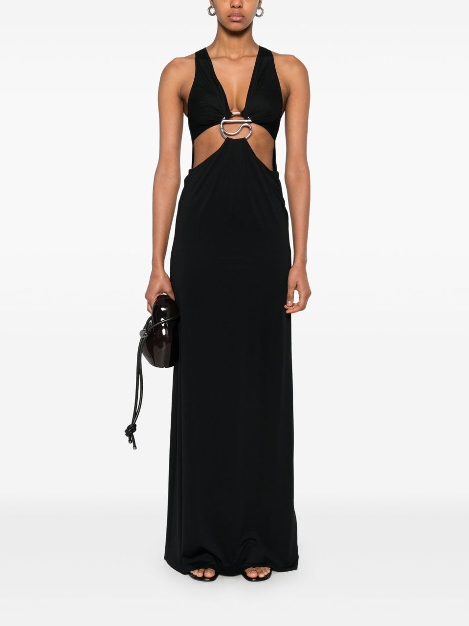 Coperni Maxi Dress with Deep V-Neckline Zwart