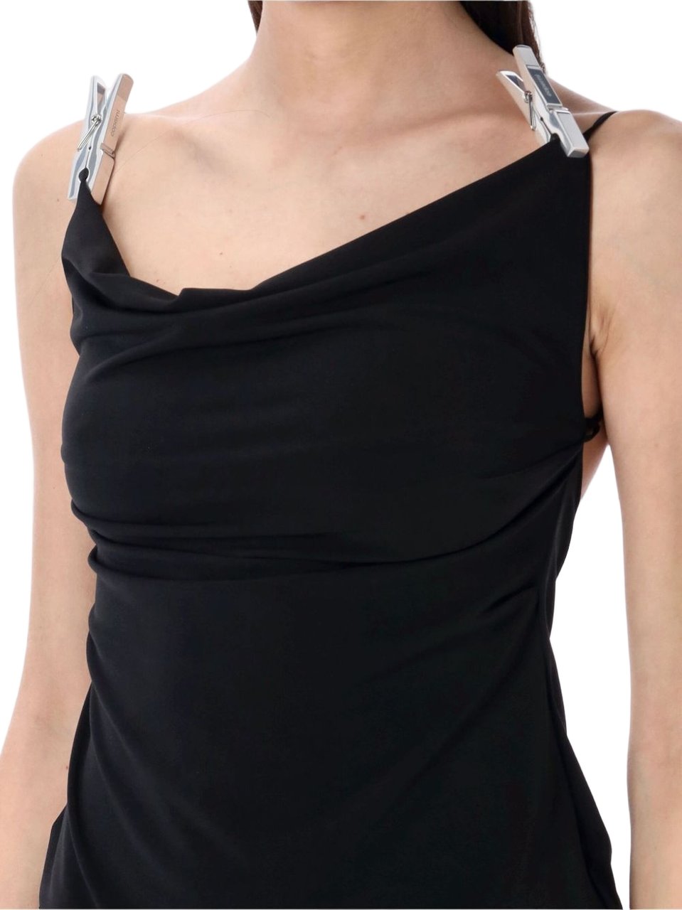 Coperni Draped Bodice Black Maxi Dress Zwart