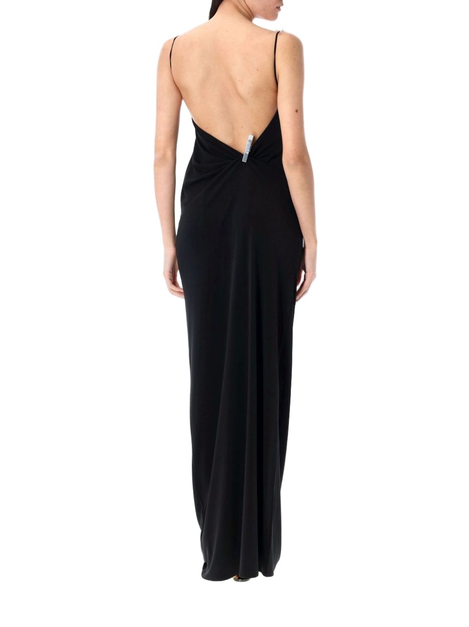 Coperni Draped Bodice Black Maxi Dress Zwart