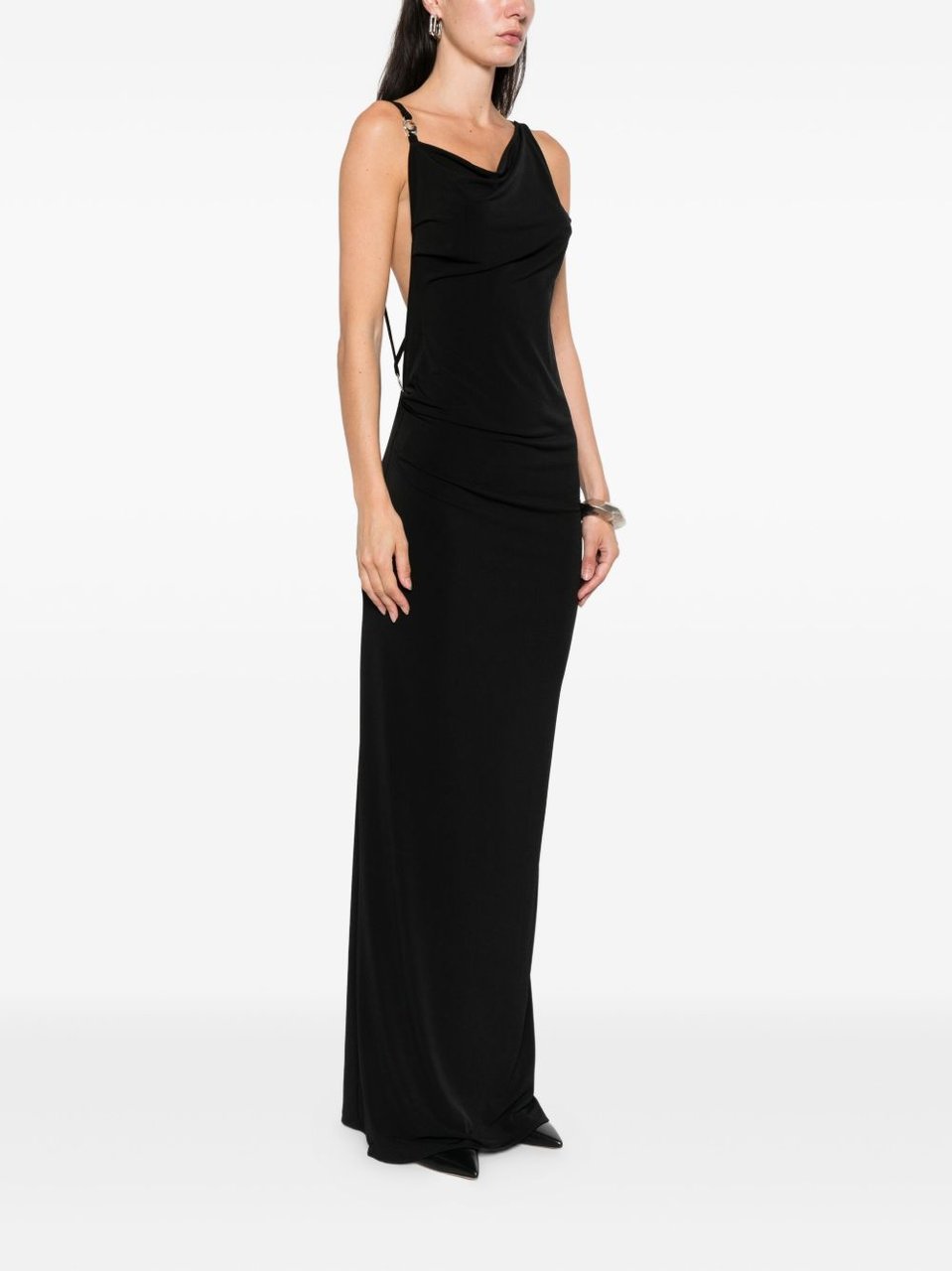 Coperni Floor-Length Cowl Neck Dress Zwart