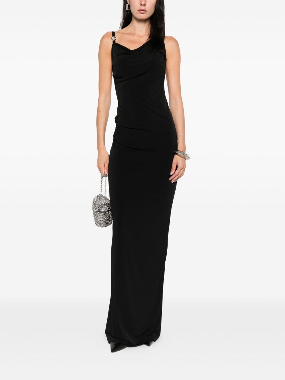 Coperni Floor-Length Cowl Neck Dress Zwart