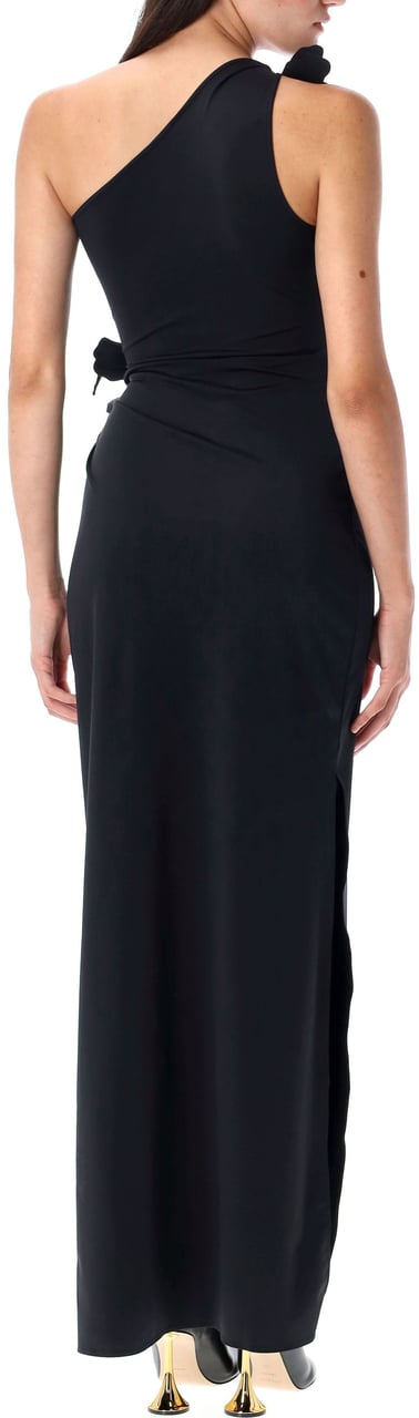 Coperni Asymettric Flower Gown Nero Zwart