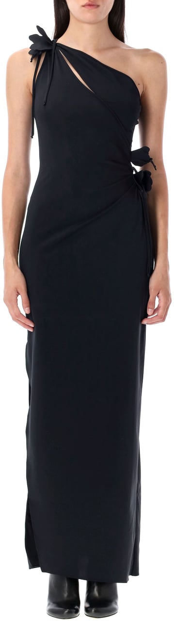 Coperni Asymettric Flower Gown Nero Zwart
