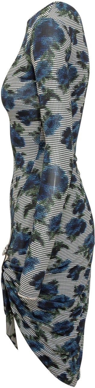 Coperni Abito Coperni con Stampa Floreale e Dettaglio Fibbia Blauw