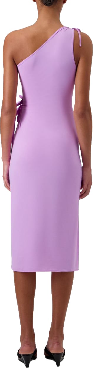 Coperni One-Shoulder Midi Dress With Floral Embellishments Paars