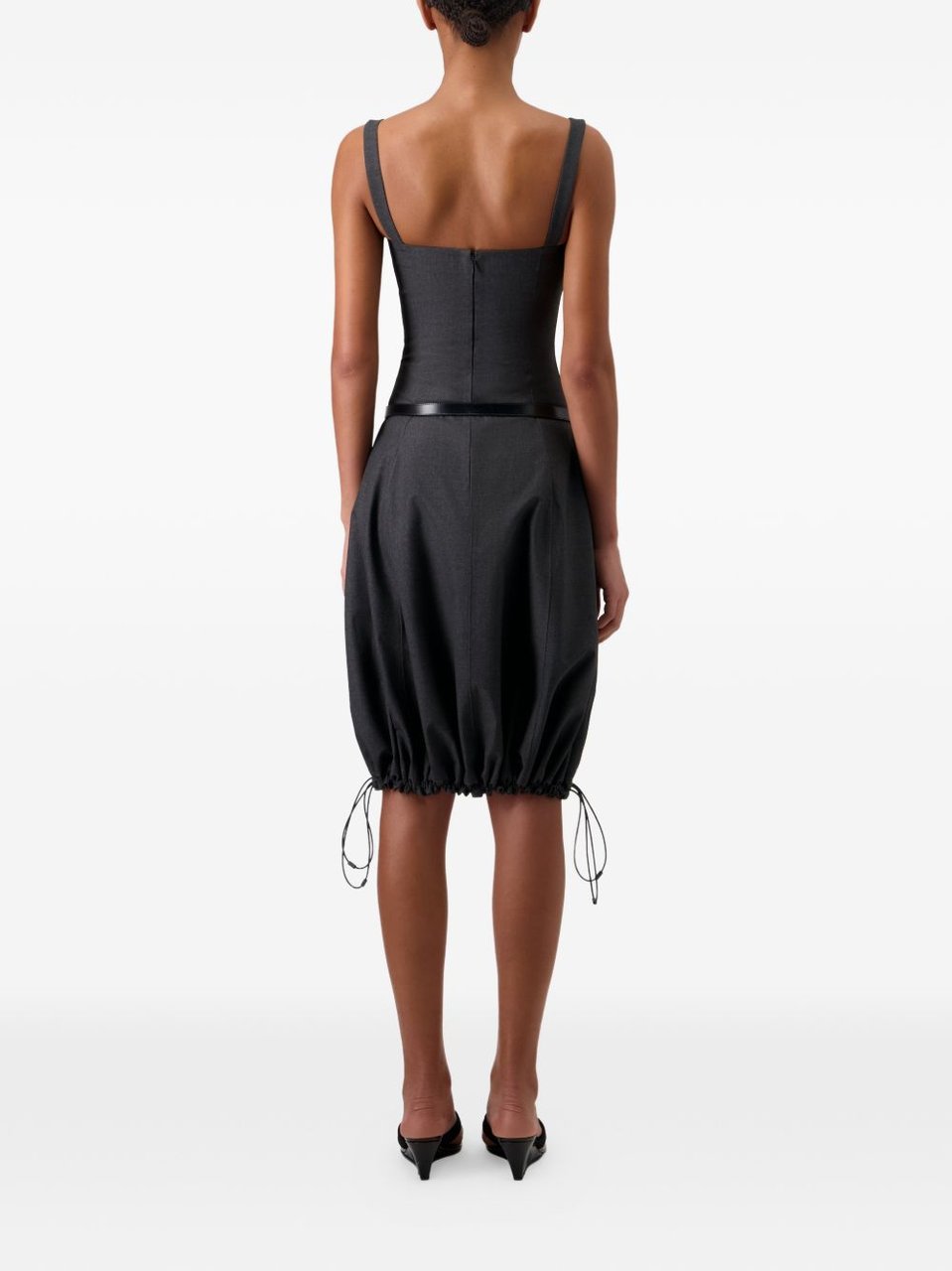 Coperni White Fitted Bodice Bubble Hem Dress Zwart