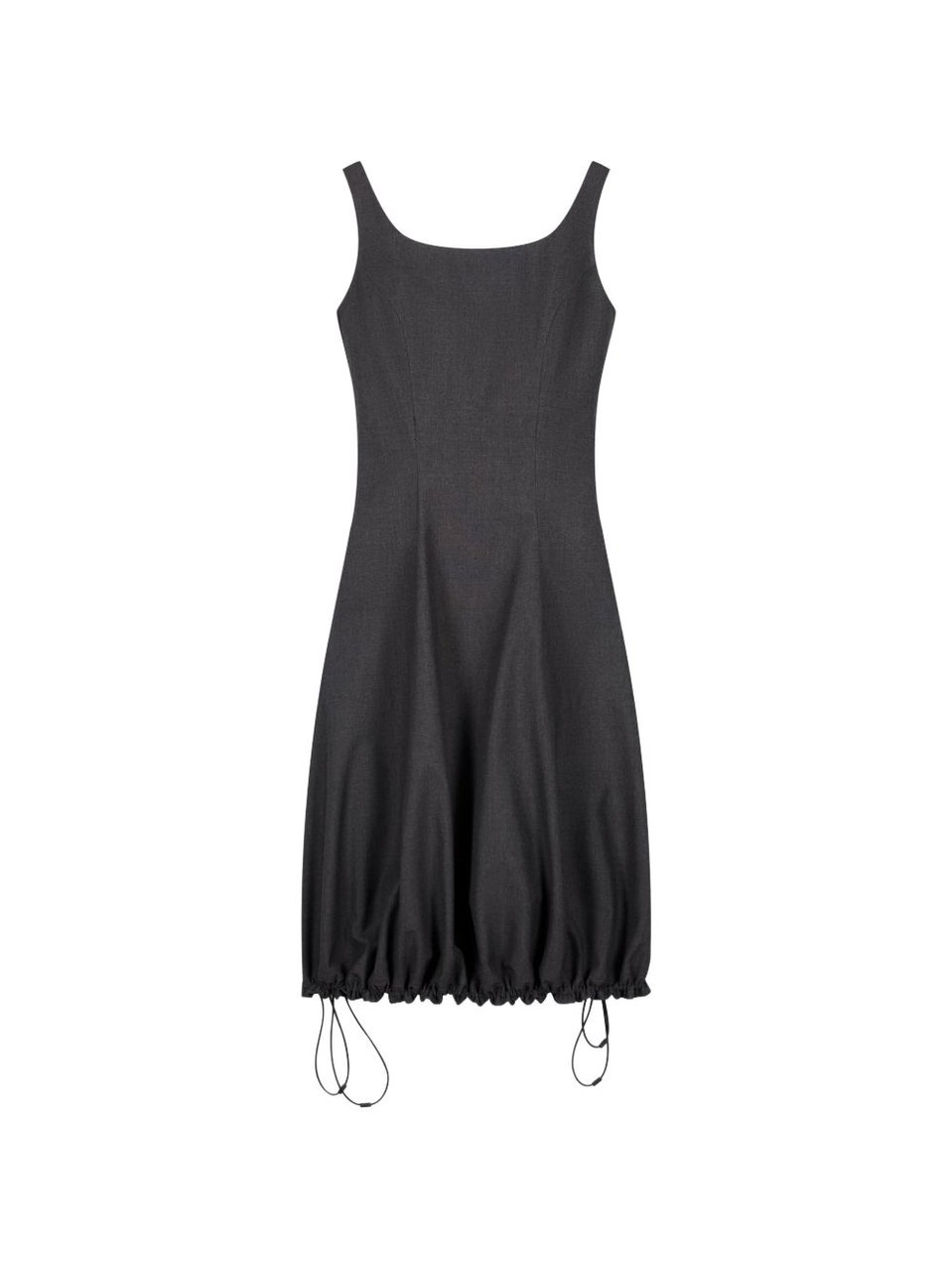 Coperni White Fitted Bodice Bubble Hem Dress Zwart
