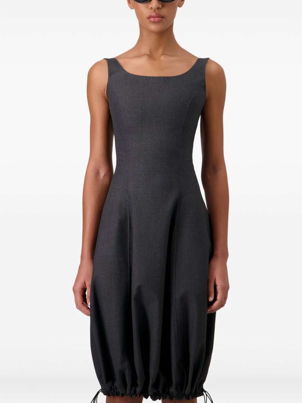 Coperni White Fitted Bodice Bubble Hem Dress Zwart