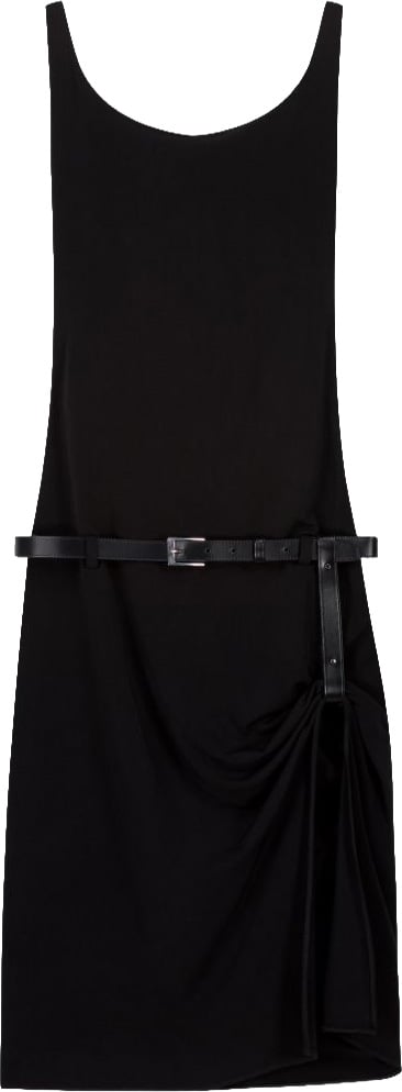 Coperni Black Sleeveless Fitted Ruched Mini Dress Zwart