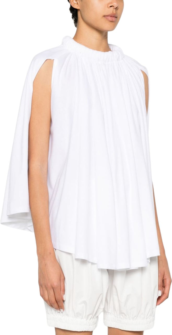 Coperni White Flowing Draped Sleeves Cape Top Wit
