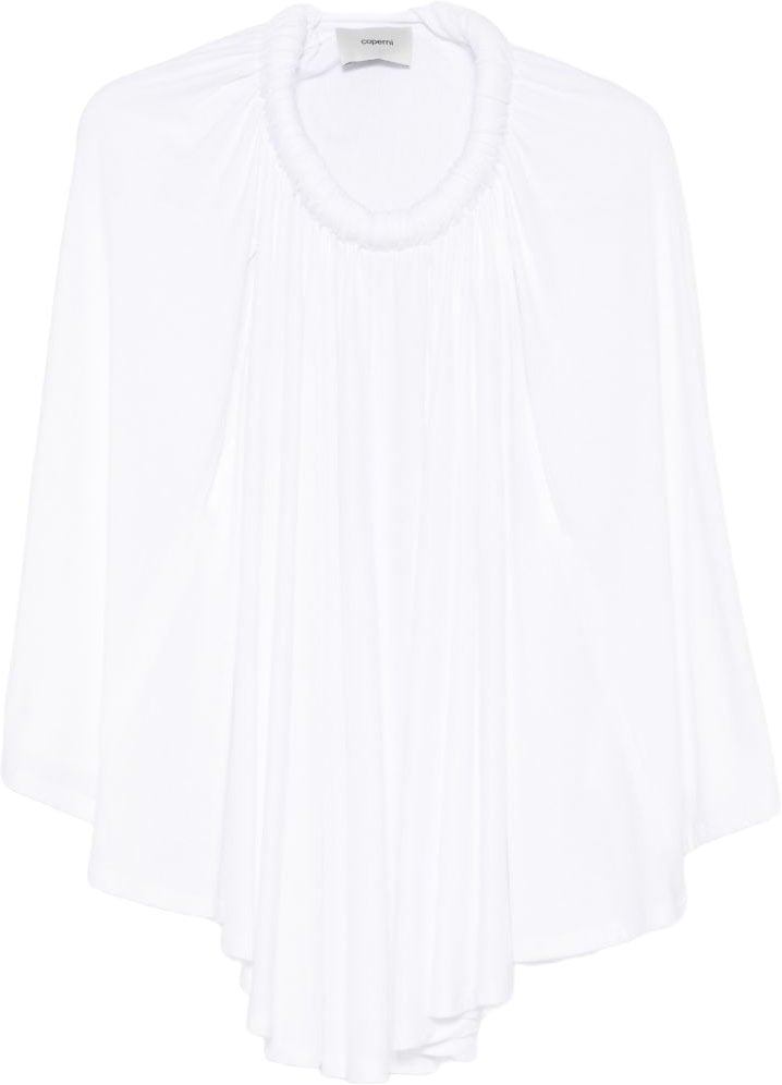 Coperni White Flowing Draped Sleeves Cape Top Wit