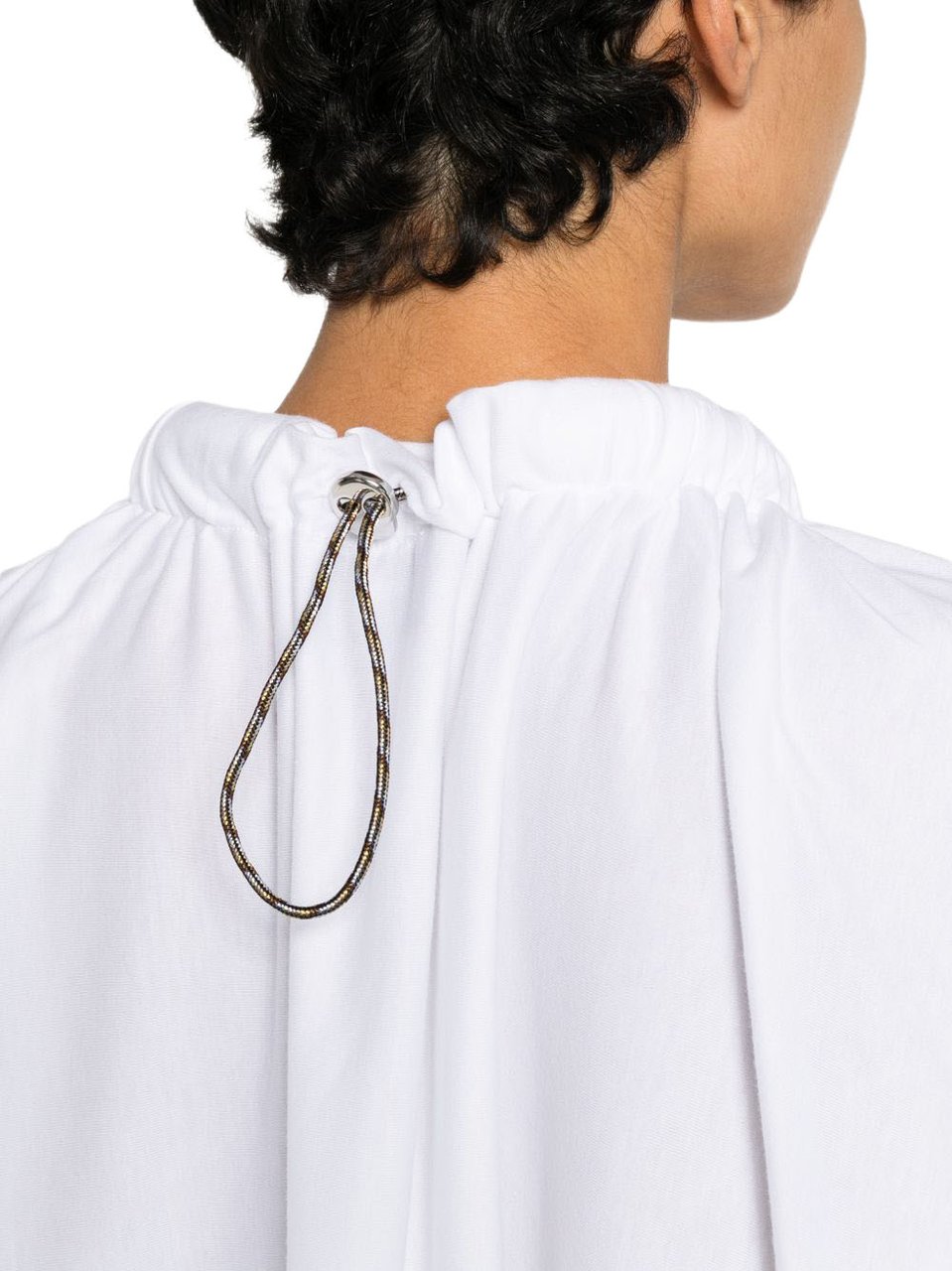 Coperni White Flowing Draped Sleeves Cape Top Wit