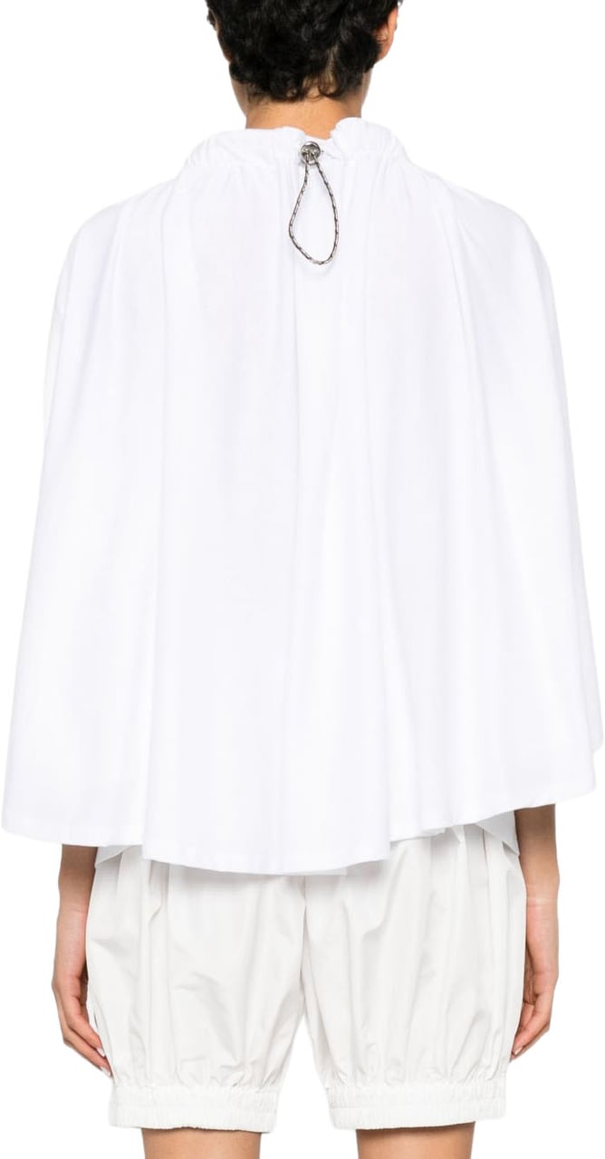 Coperni White Flowing Draped Sleeves Cape Top Wit