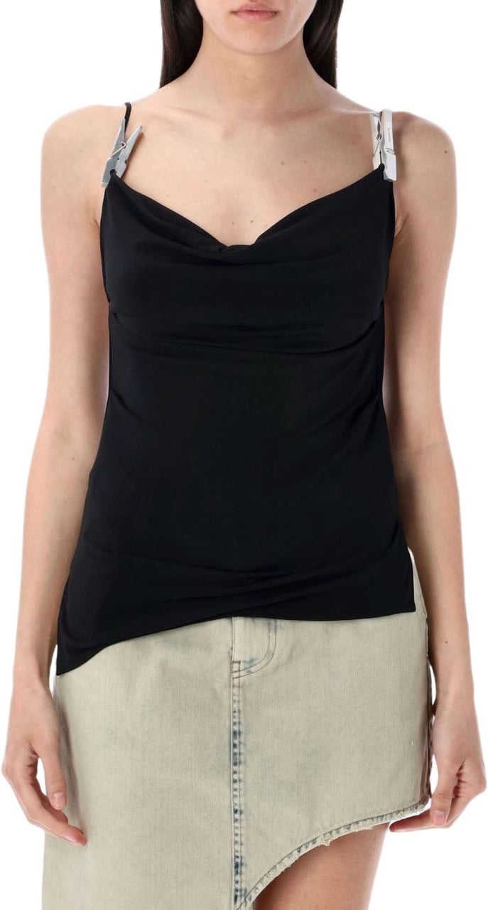 Coperni Cowl Neckline Black Tank Top Zwart