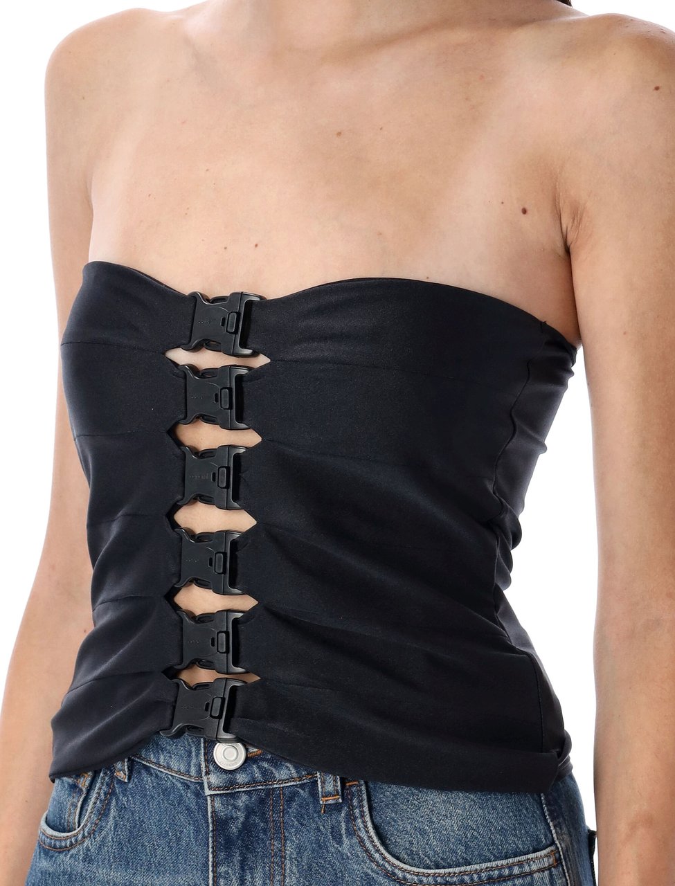 Coperni Multi Buckle Bustier Top Nero Zwart