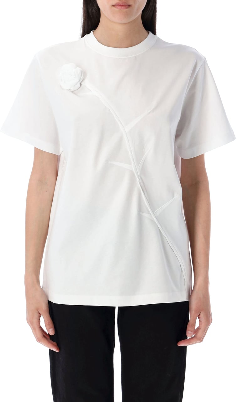 Coperni Rose Boxy Tshirt Bianco Wit