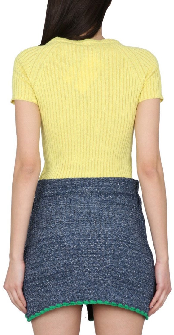 CORMIO Floral Embroidered Fitted Jersey Geel