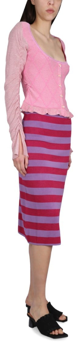 CORMIO Ruffled Sleeves Cardigan Roze