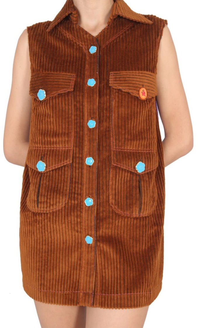 CORMIO Sleeveless Mini Corduroy Dress Bruin