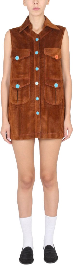 CORMIO Sleeveless Mini Corduroy Dress Bruin