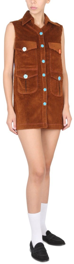 CORMIO Sleeveless Mini Corduroy Dress Bruin