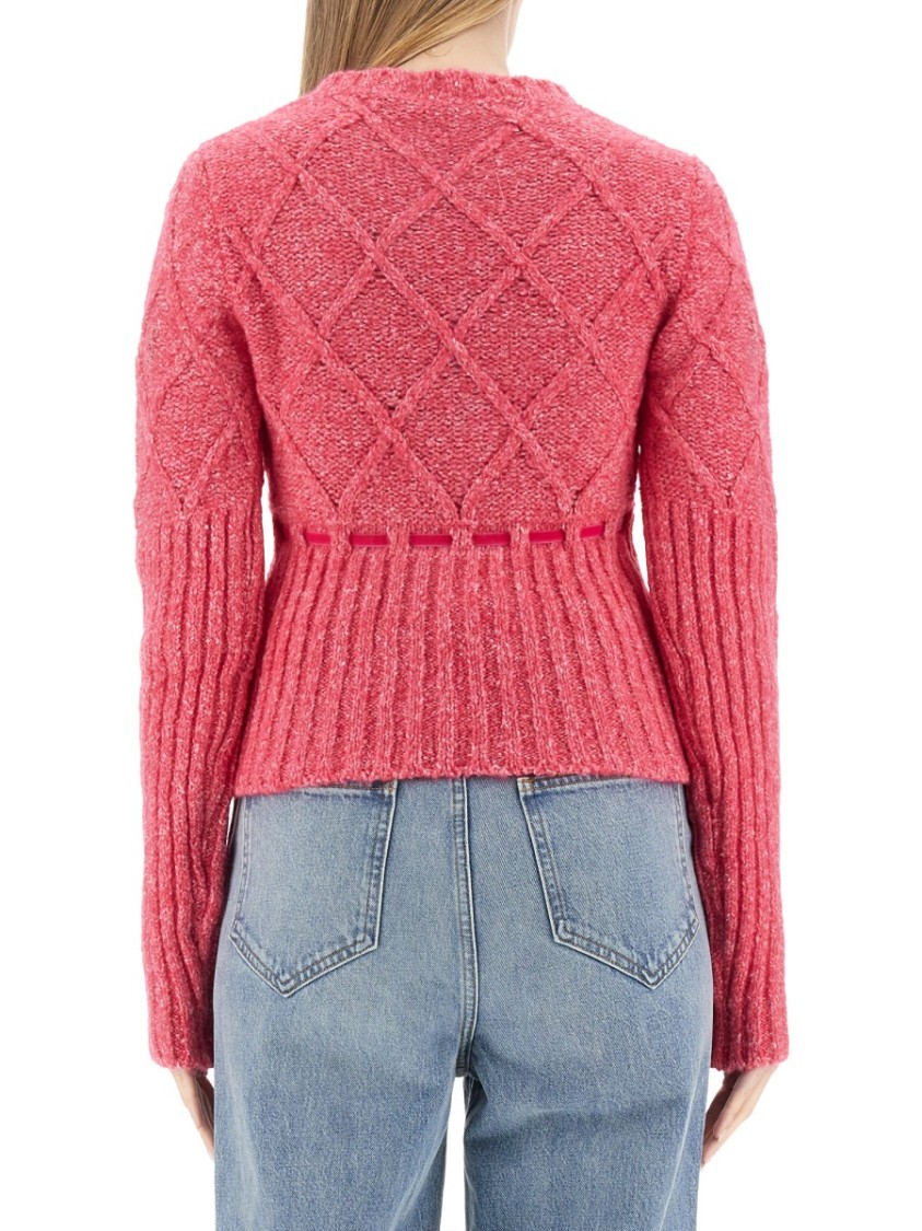 CORMIO Textured Diamond Knit Sweater Maroon