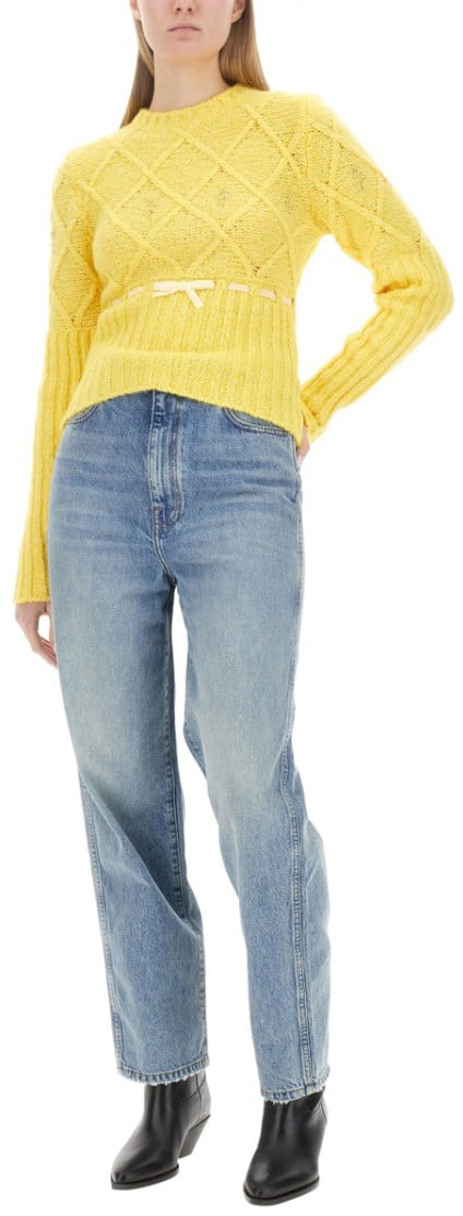 CORMIO Textured Wool Jersey Knitwear Geel