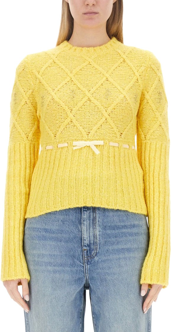 CORMIO Textured Wool Jersey Knitwear Geel