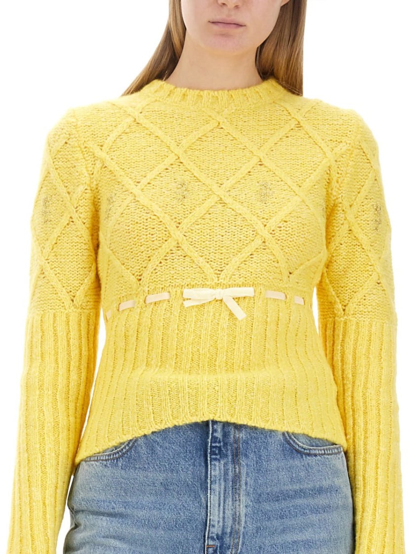 CORMIO Textured Wool Jersey Knitwear Geel