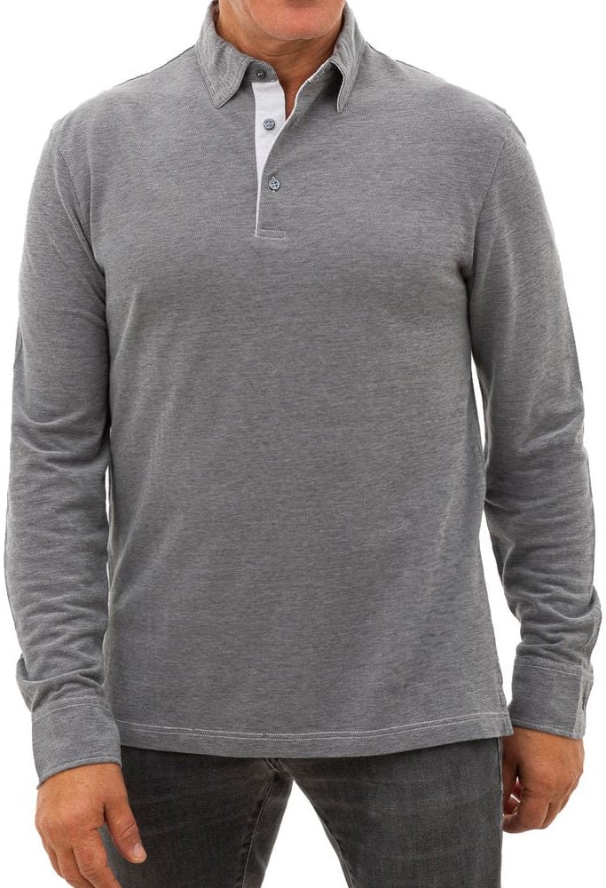 Corneliani Grey Long-Sleeve Polo Shirt Divers