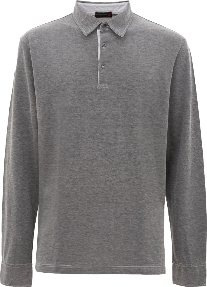 Corneliani Grey Long-Sleeve Polo Shirt Divers
