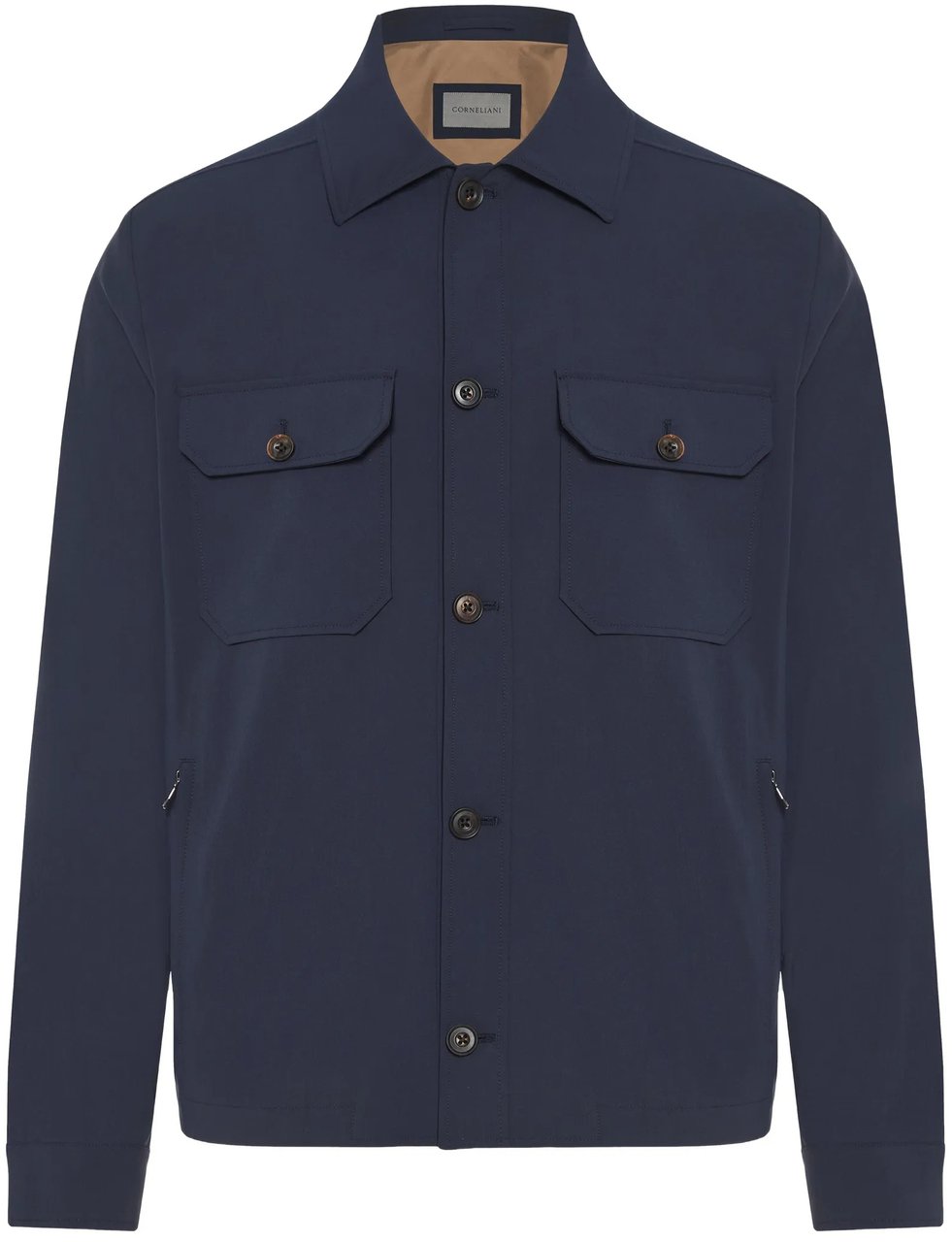 Corneliani Deep Blue Structured Boxy Silhouette Jacket Zwart