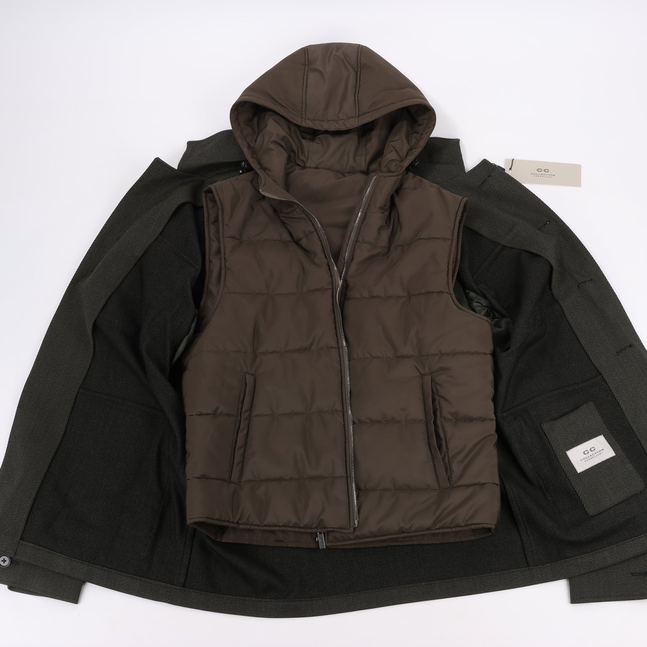 Corneliani CC Collection Corneliani Wool Jacket with Removable Puffer Vest, Size 50 Divers