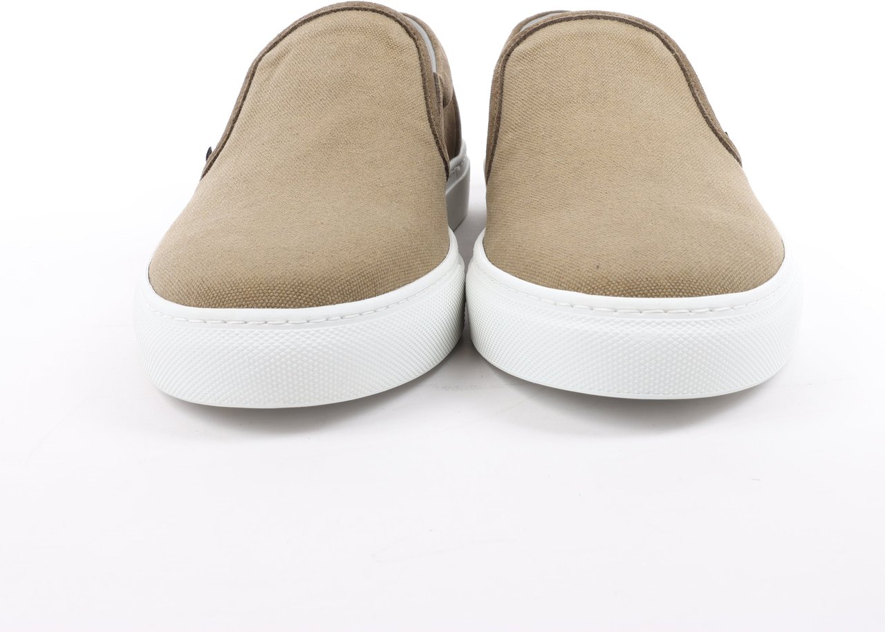 Corneliani CORNELIANI Suede and Cloth Slip-On Sneakers in Brown, Size 42.5 EU Bruin