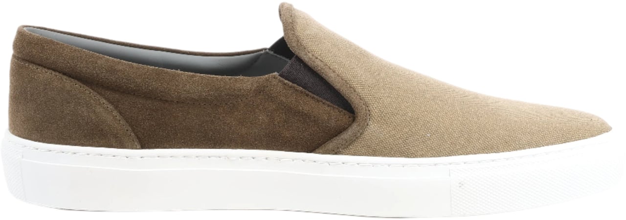 Corneliani CORNELIANI Suede and Cloth Slip-On Sneakers in Brown, Size 42.5 EU Bruin