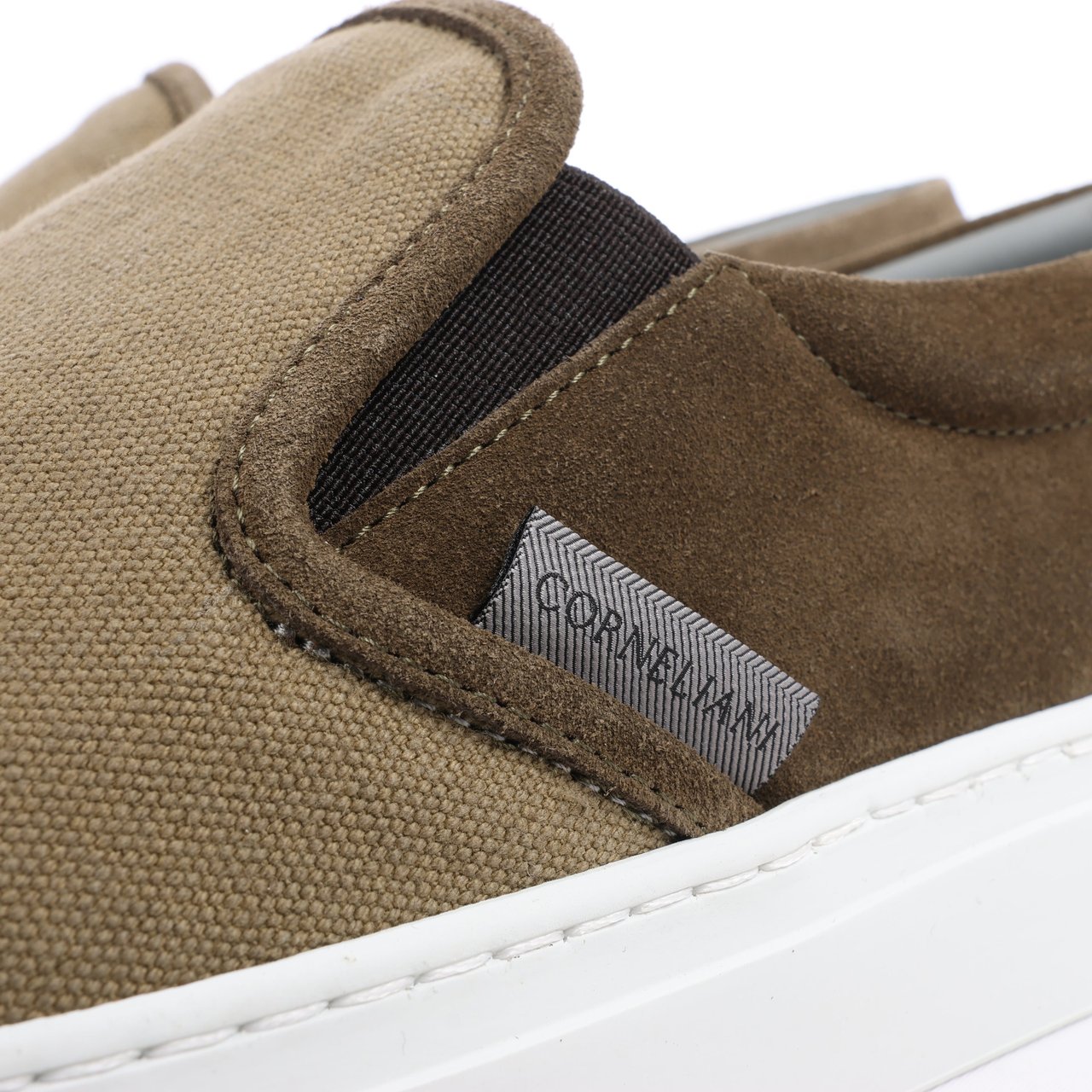 Corneliani CORNELIANI Suede and Cloth Slip-On Sneakers in Brown, Size 42.5 EU Bruin