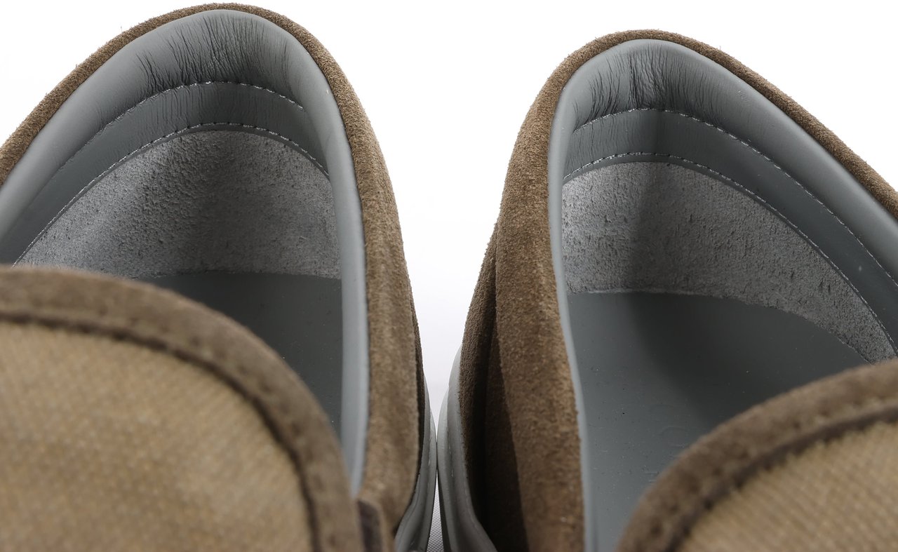 Corneliani CORNELIANI Suede and Cloth Slip-On Sneakers in Brown, Size 42.5 EU Bruin