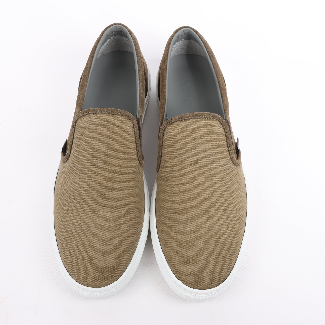 Corneliani CORNELIANI Suede and Cloth Slip-On Sneakers in Brown, Size 42.5 EU Bruin